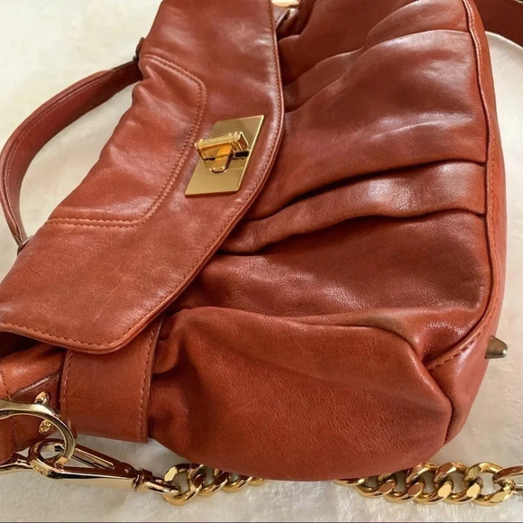 Be & D Maggie Sienna Leather Satchel Crossbody Handbag - Picture 11 of 12